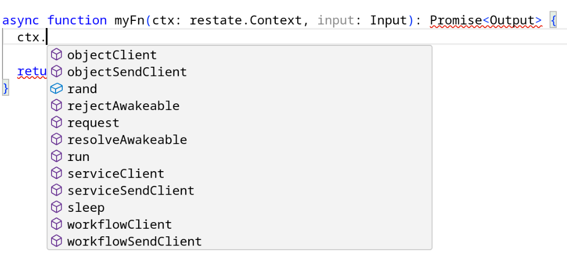 Vs code autocompletion for Context